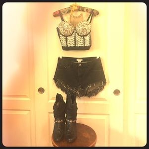 High Rise Black Short Short Cutoffs M