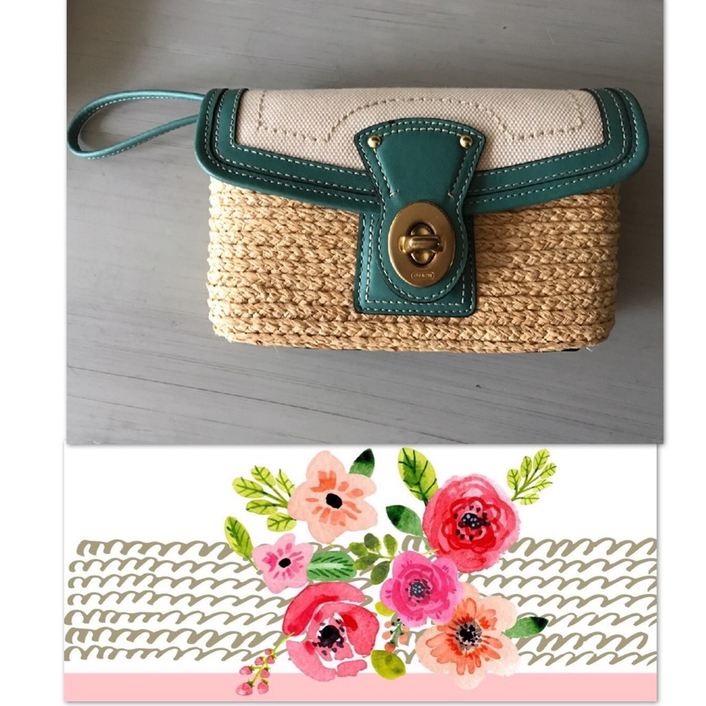 Coach Factory Summer straw wristlet