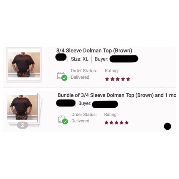 3/4 Sleeve Dolman Top (Brown) - Picture 5 of 5