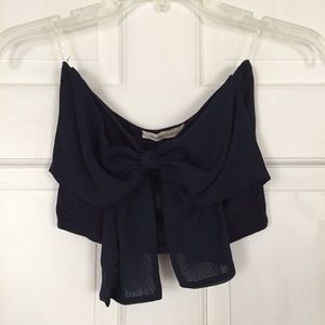 Strapless Navy Bow Top