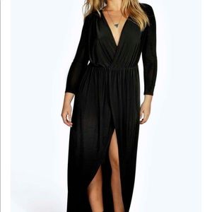 Slinky Wrap Front Maxi Dress