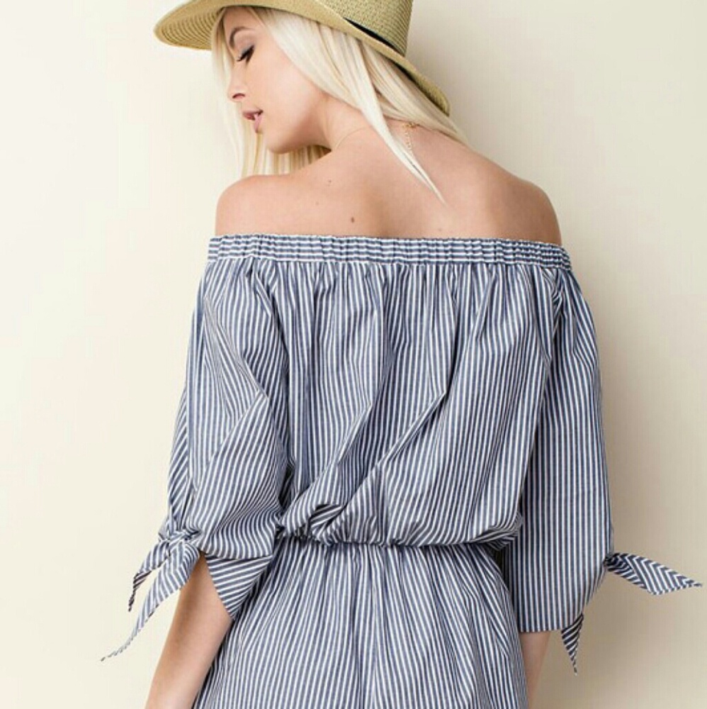 Casual Pinstripe Jumpsuit - Picture 2 of 3
