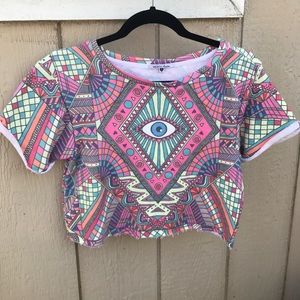 WILDFOX SZ S THIRD EYE CROP TOP SHIRT WILDFOX SZ S THIRD EYE CROP TOP SHIRT