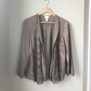 Chico's Faux Suede Fringe Jacket