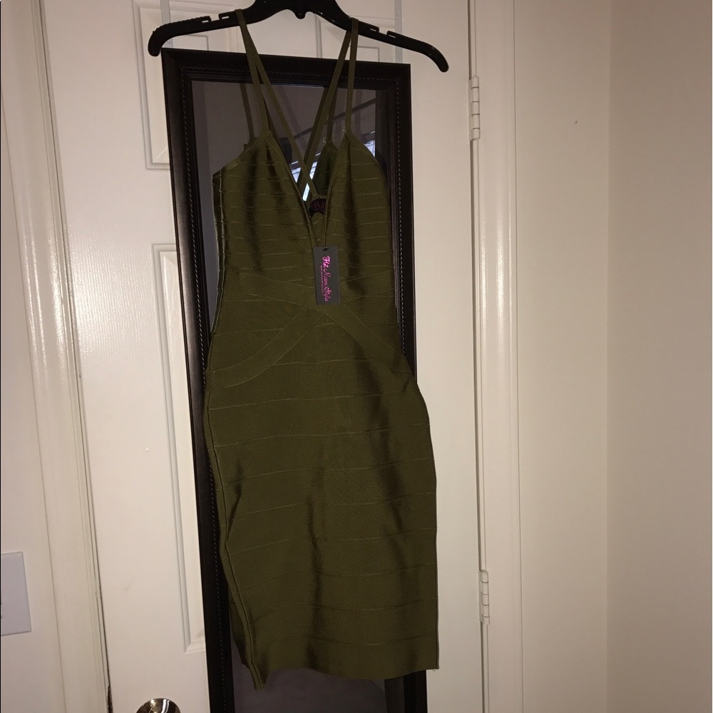 NWT! Hot Miami Styles Olive green bandage dress