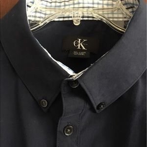 CK Navy blue shirt w/checkered accents