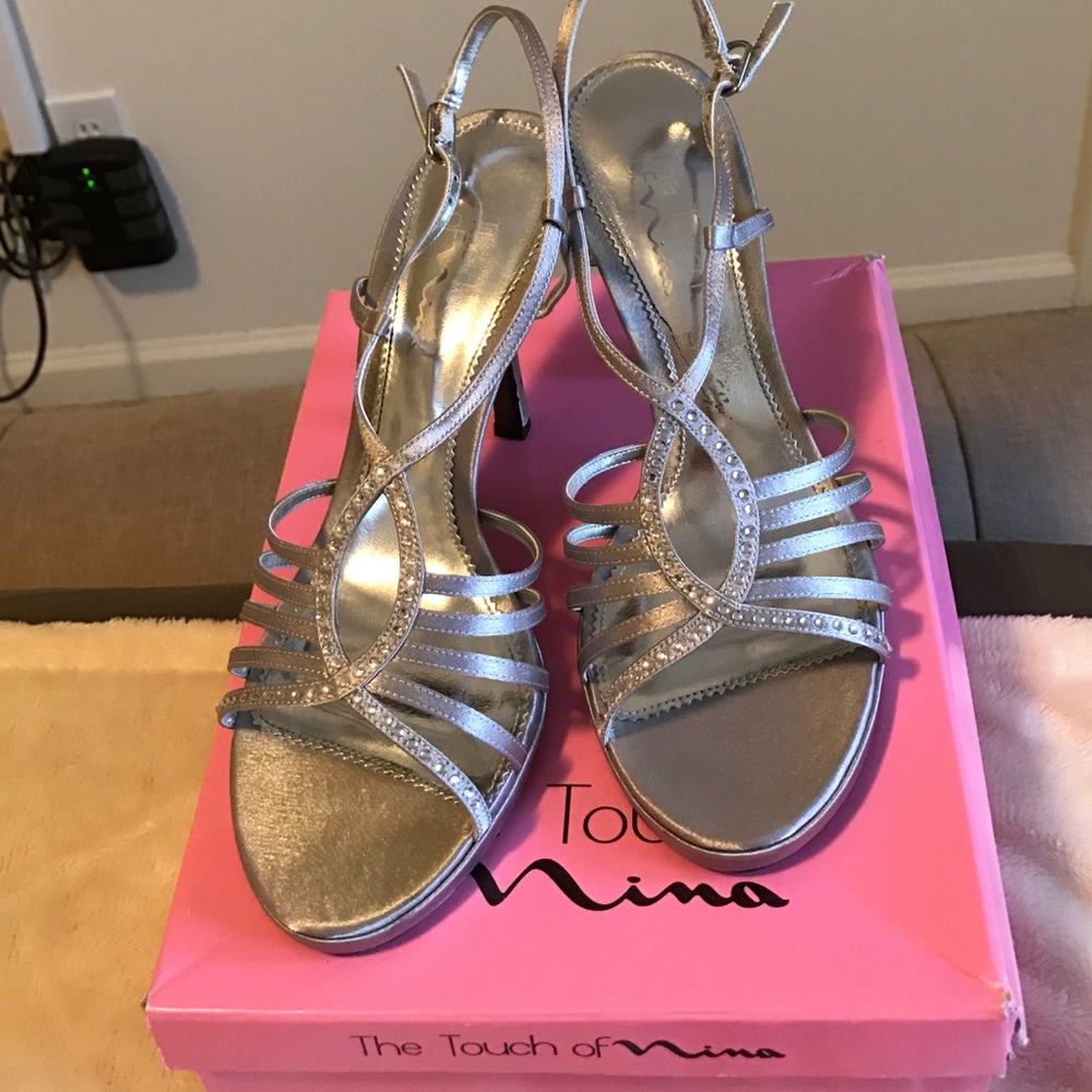 Silver heels size 8.5