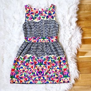 Cute Fun Funky Woodgrain Geometric Print Dress