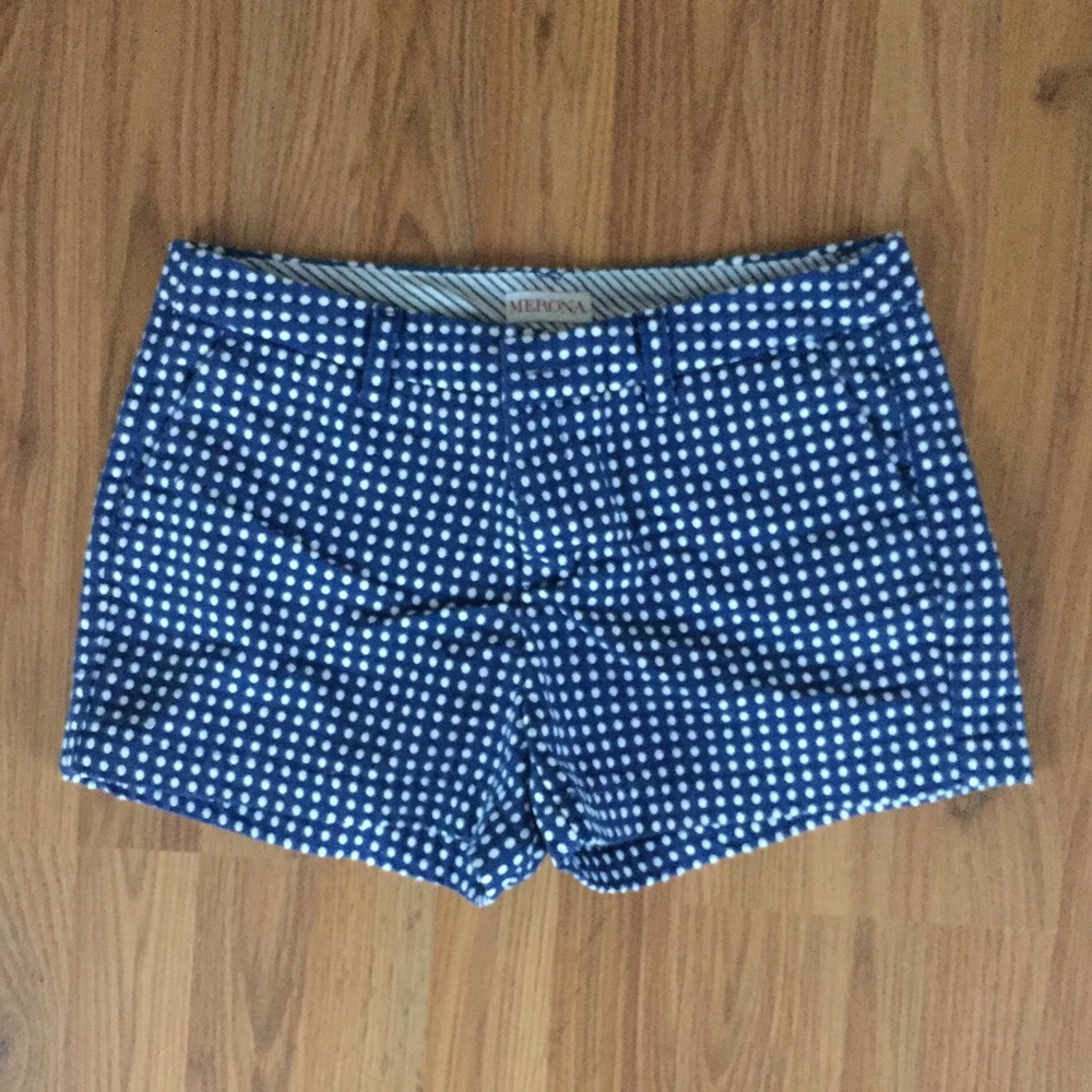 Polka dot navy and white shorts