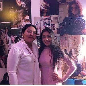 pink suede long sleeve dress