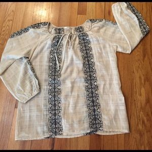 Sophie Max 100% embroidered cotton peasant blouse