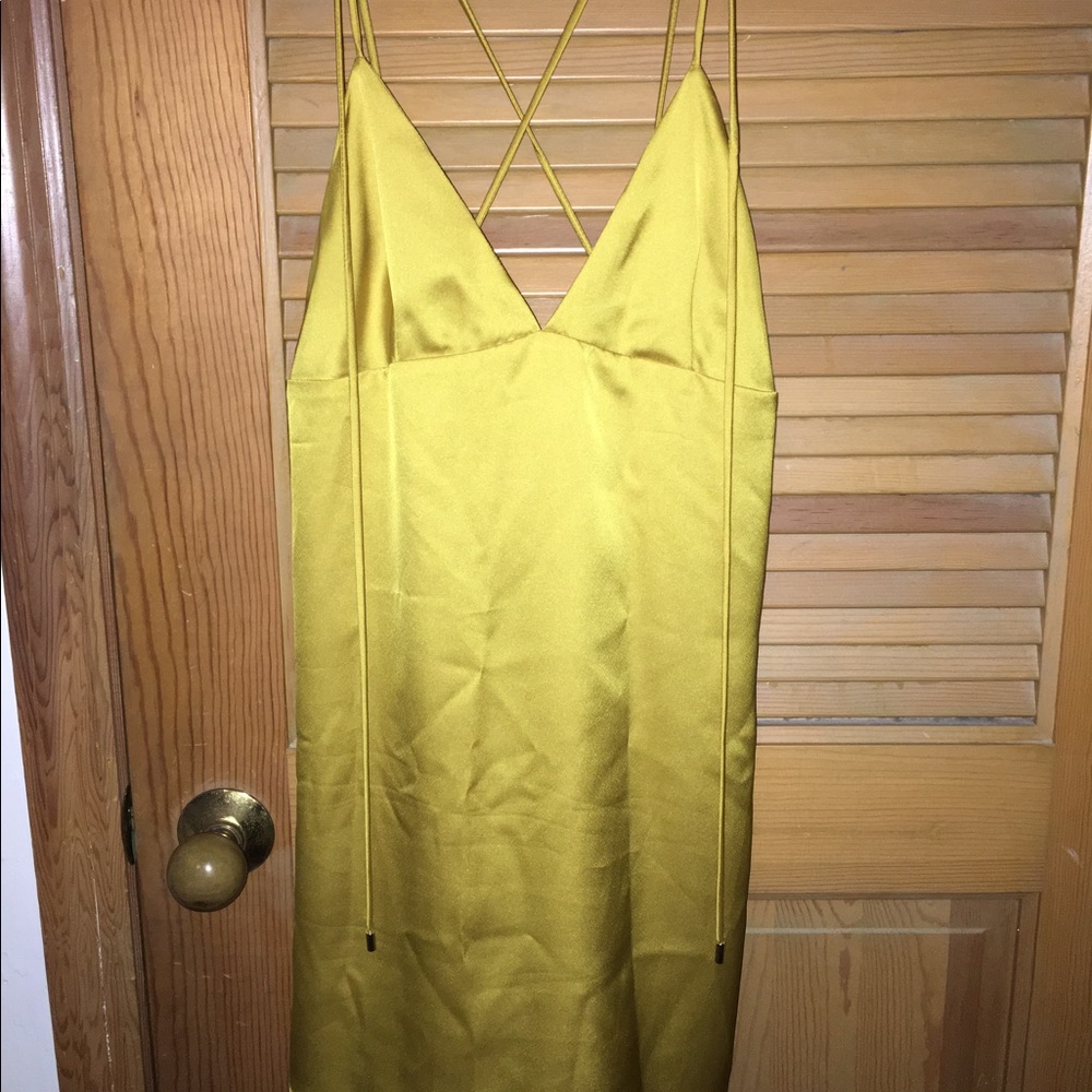 Citron silk slip dress