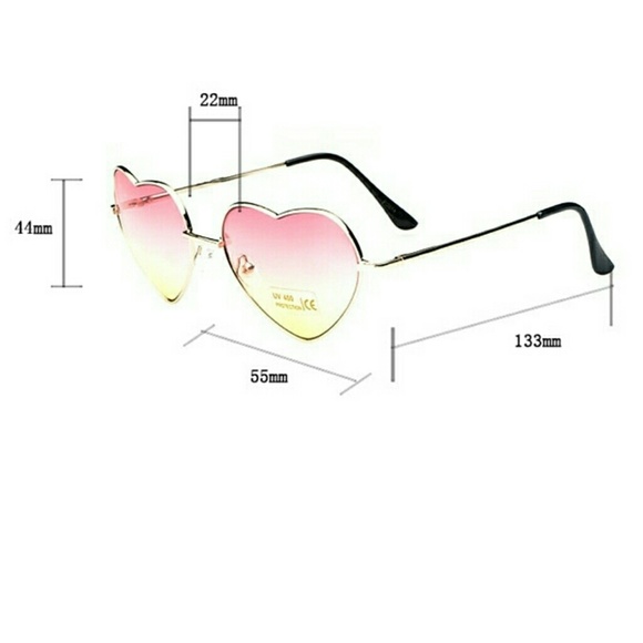 *LAST PAIR* NEW Ombre Fade Pink to Yellow Heart Festival Gold Frame Sunglasses - Picture 3 of 8