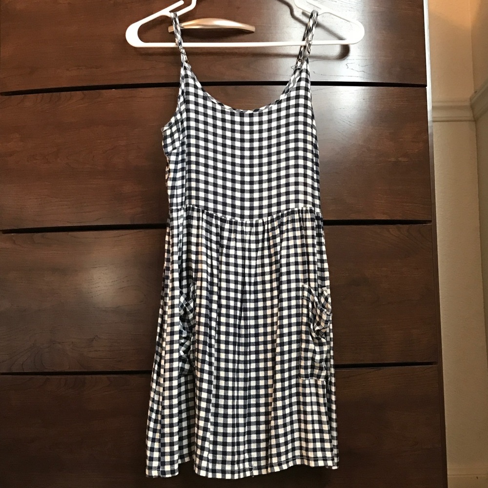 Forever 21 White/Navy Checked Dress