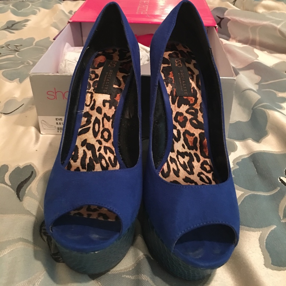 Royal Blue Suede Wedges...Only Worn Twice