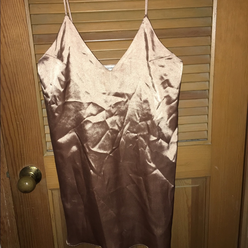 Gold silk slip dress
