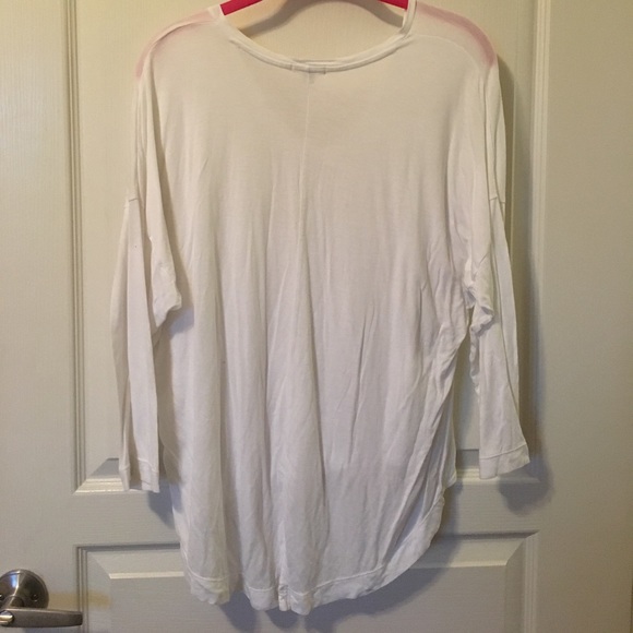 White 3/4 sleeve v neck - Picture 2 of 3