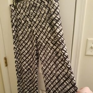 White and black palazzo pants