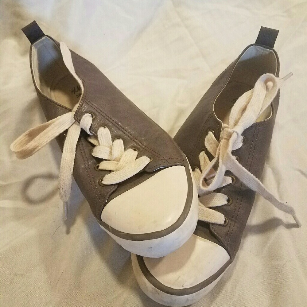 Retro leather tennis lace ups