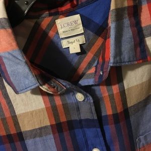 J Crew Women Flannel Button Down Shirt L Large