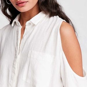 Cold Shoulder Button-Down Long Shirt