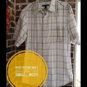 Basic Editions Short Sleeve Dress Shirt Size S