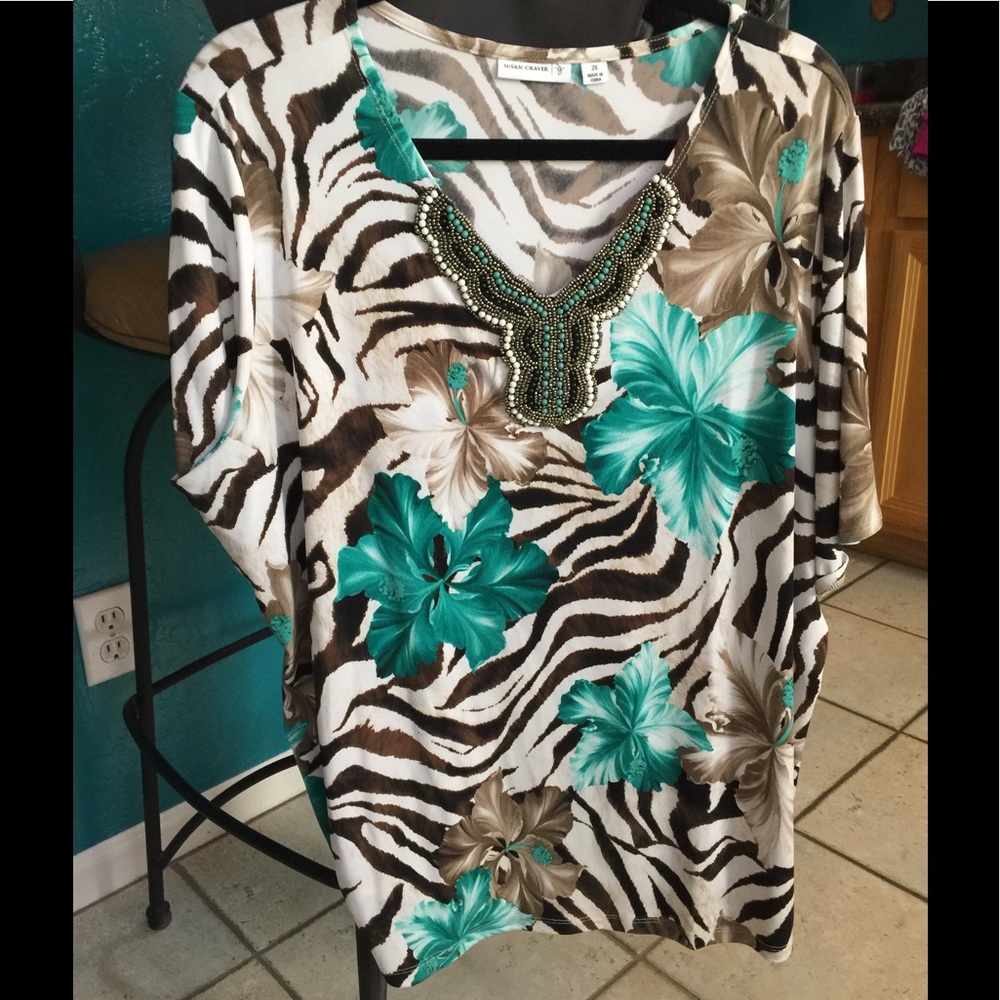 Susan Graver liquid knit embellished top