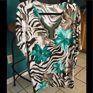 Susan Graver liquid knit embellished top