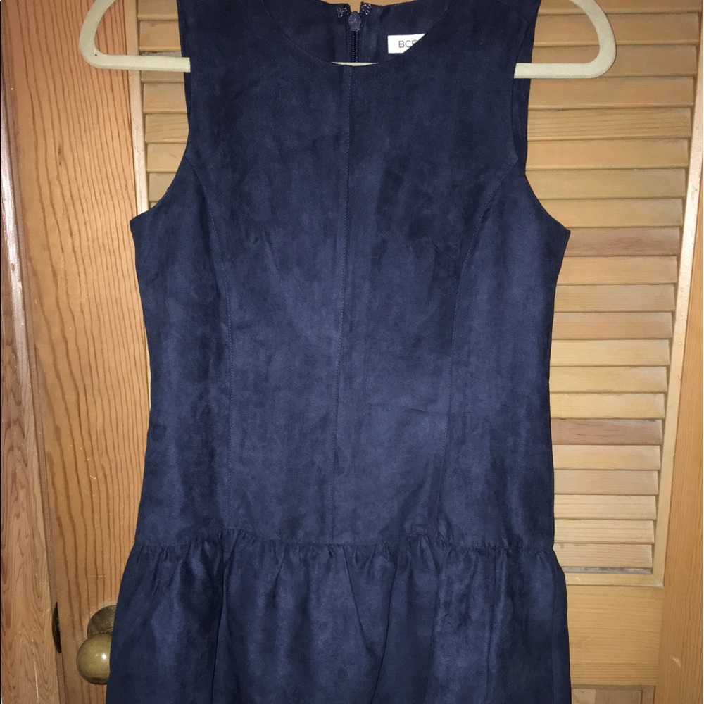 Fitted suede dress with looser bottom.