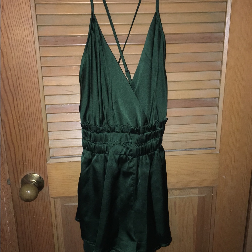 Silk emerald romper