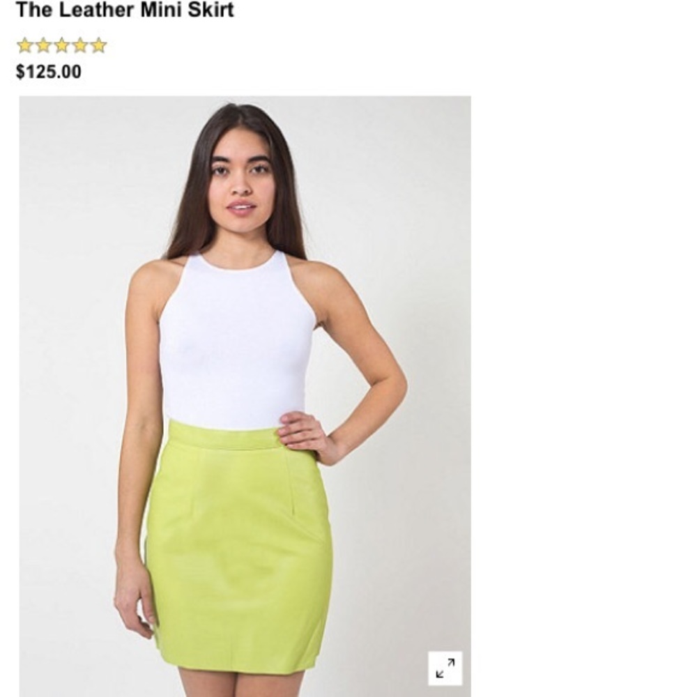 american apparel apple green leather skirt