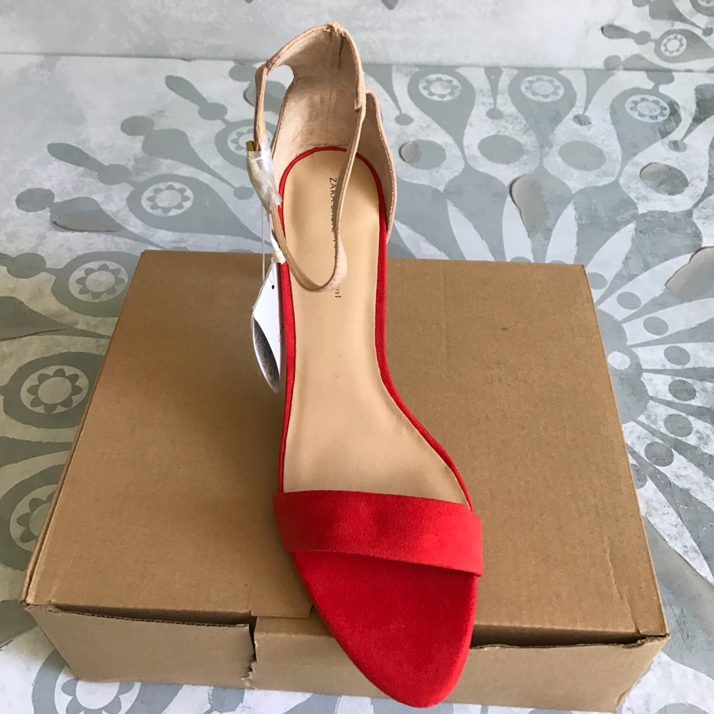 Sz 8 Zara Red/Orange & Gold Heels - Picture 2 of 8