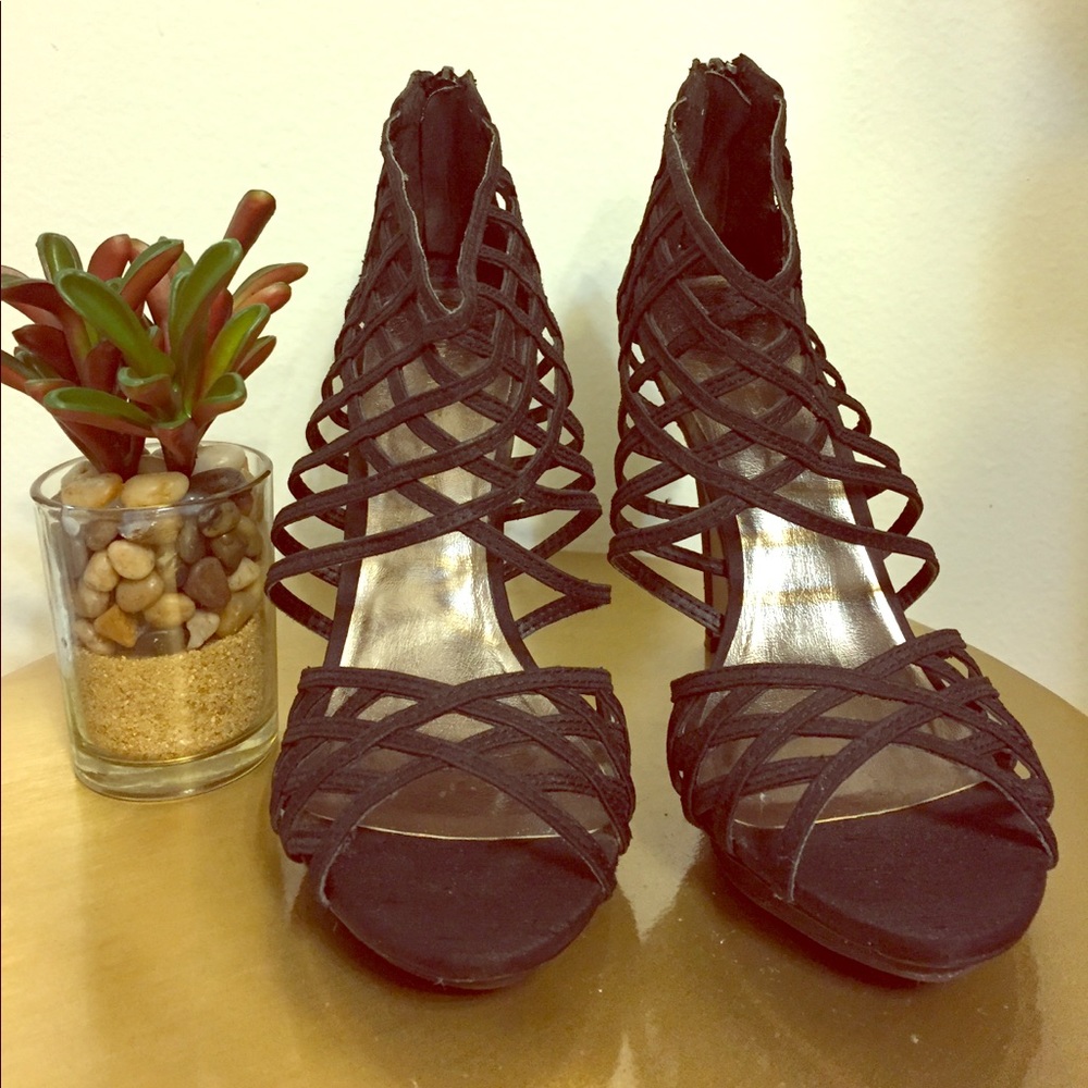 NINE WEST Black Sexy Caged Heels