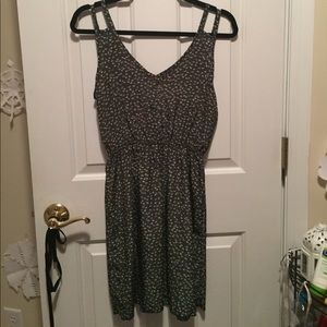 Dark green flower print dress