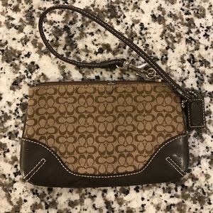 Coach brown wristlet