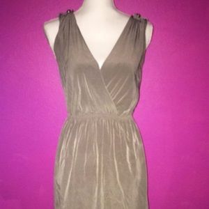 Tan v neck dress