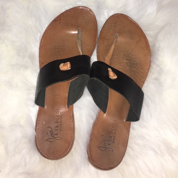 JOIE LA PLAGE BLACK &TAN KNOTTED SANDALS - Picture 4 of 8