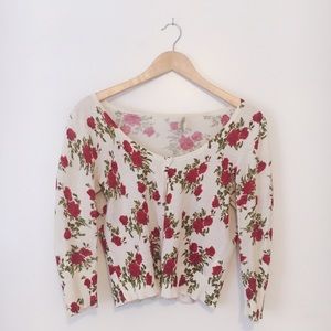 Rose Print Cardigan