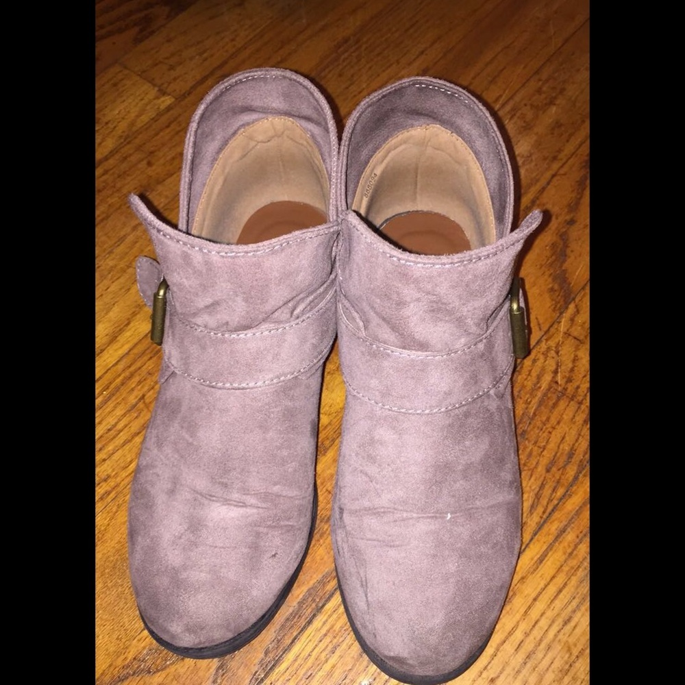Cream suede booties