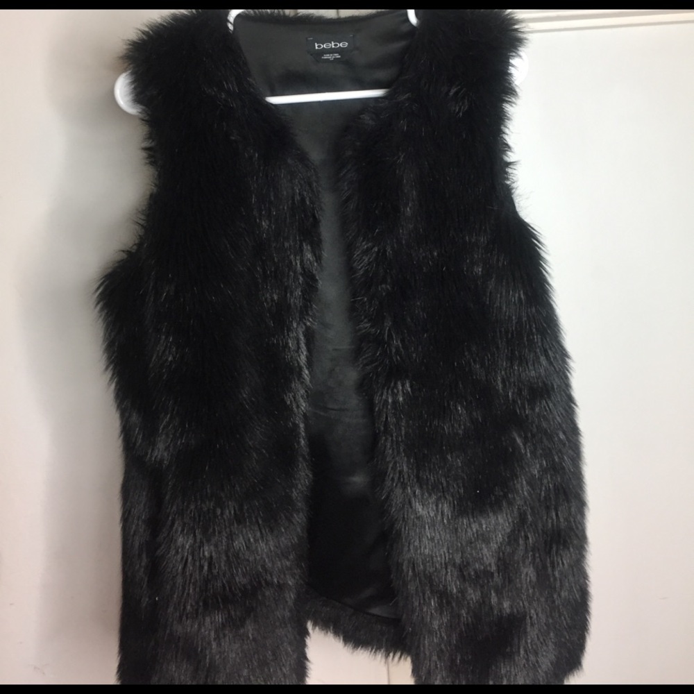 Bebe Black Faux fur vest