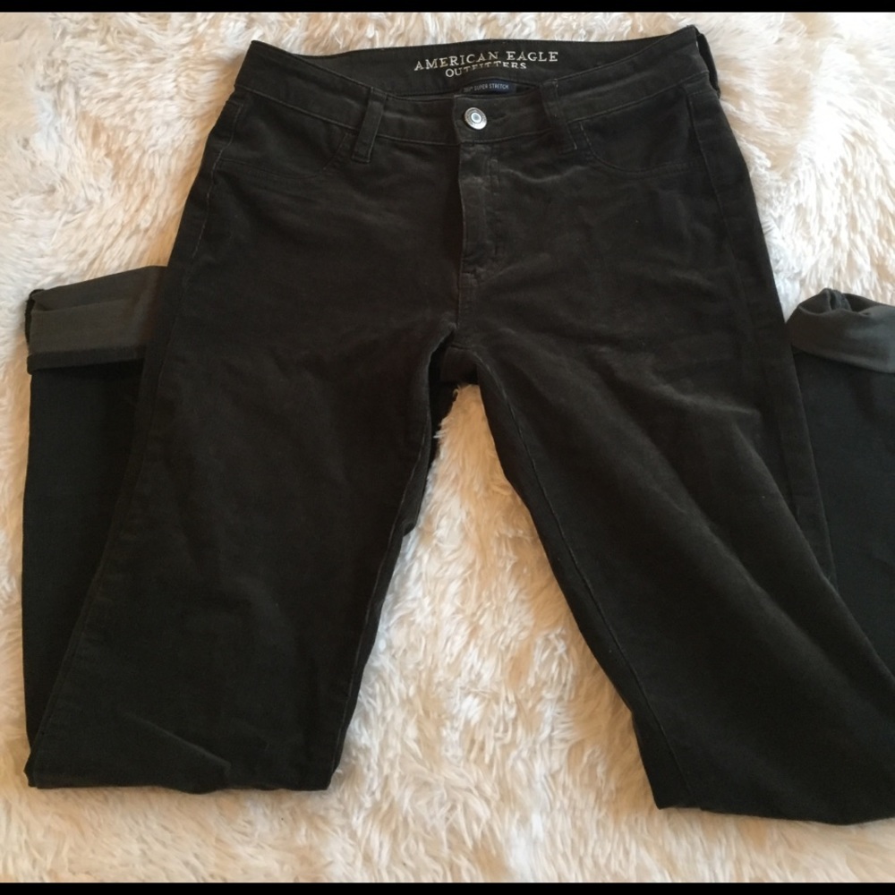 Olive corduroy skinny leg pants