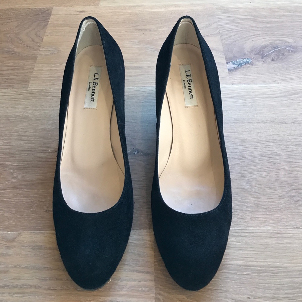 Black suede wedges- LK Bennett