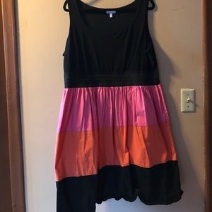 Black, Pink and Orange block dress