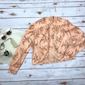 Vintage Peachy Wildflower Tying Long Sleeve Bolero