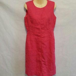 Pink linen sheath dress