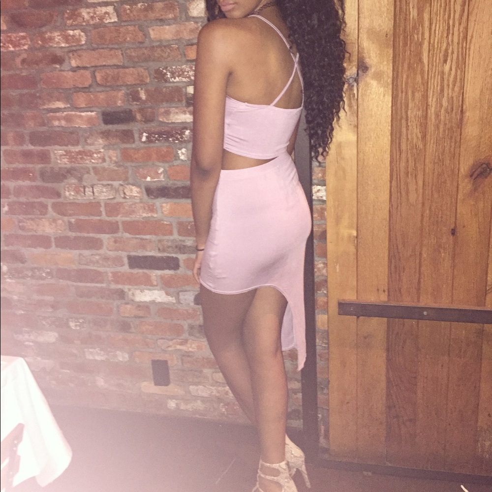 Mauve Strappy Crop top with Asymmetrical Skirt - Picture 3 of 3