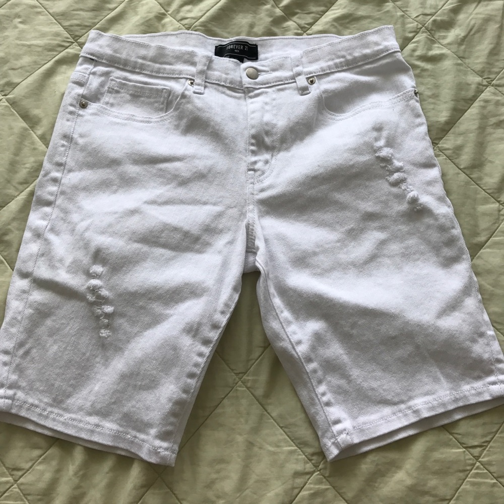 Forever 21 Thrashed Denim Shorts