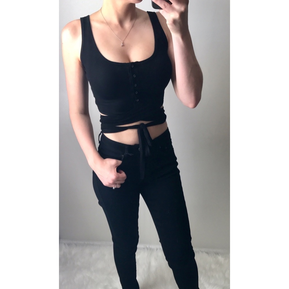 ADIA Ribbed Wrap Crop Top