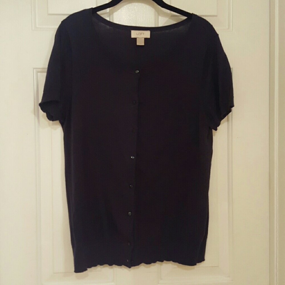 Ann Taylor loft navy short sleeve cardigan