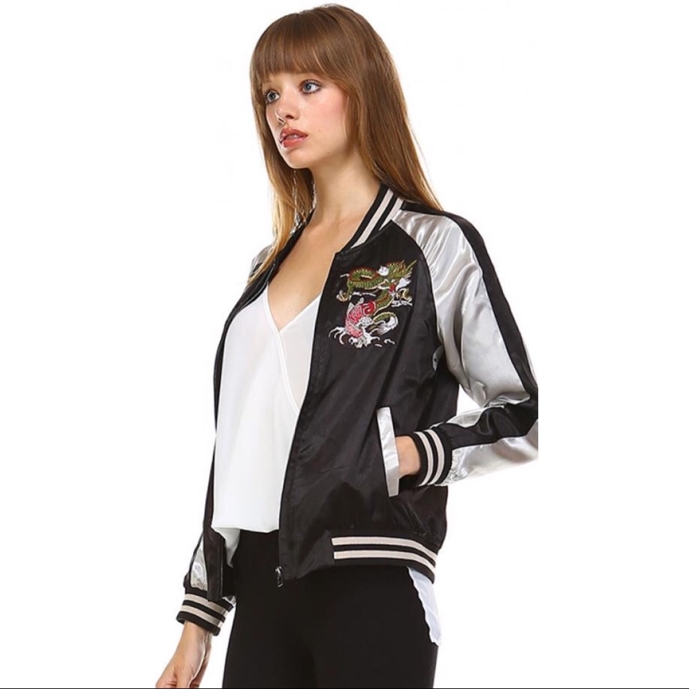 Dragon/Koi Satin Bomber Jacket ❣️